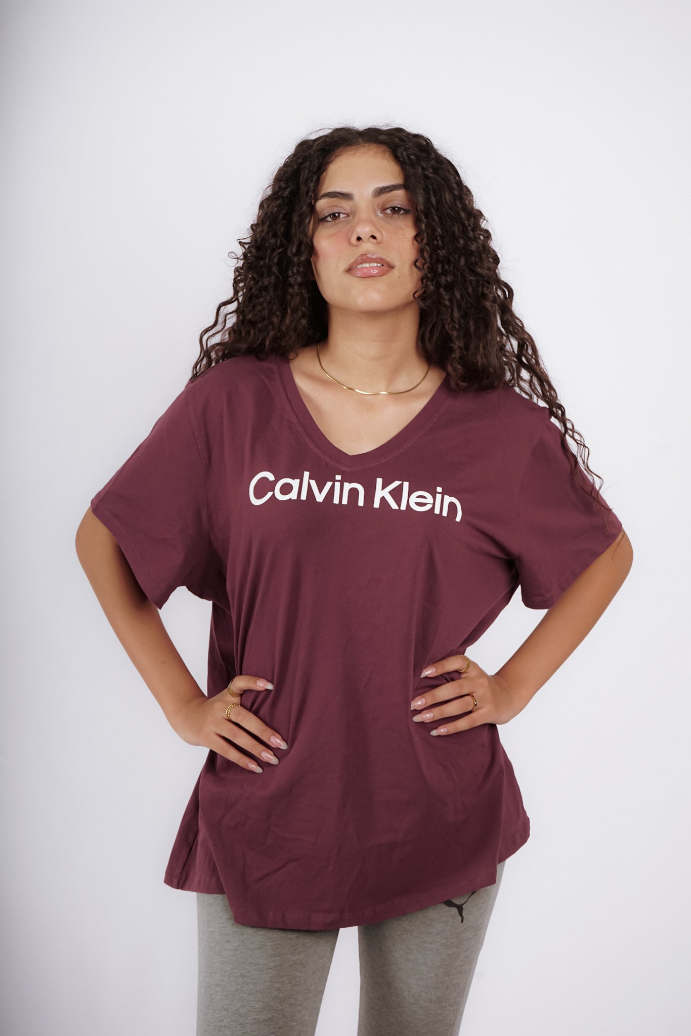 Calvin Klein V Neck Maroon T-Shirt (Regular Fit) - Marca Deals - Calvin Klein