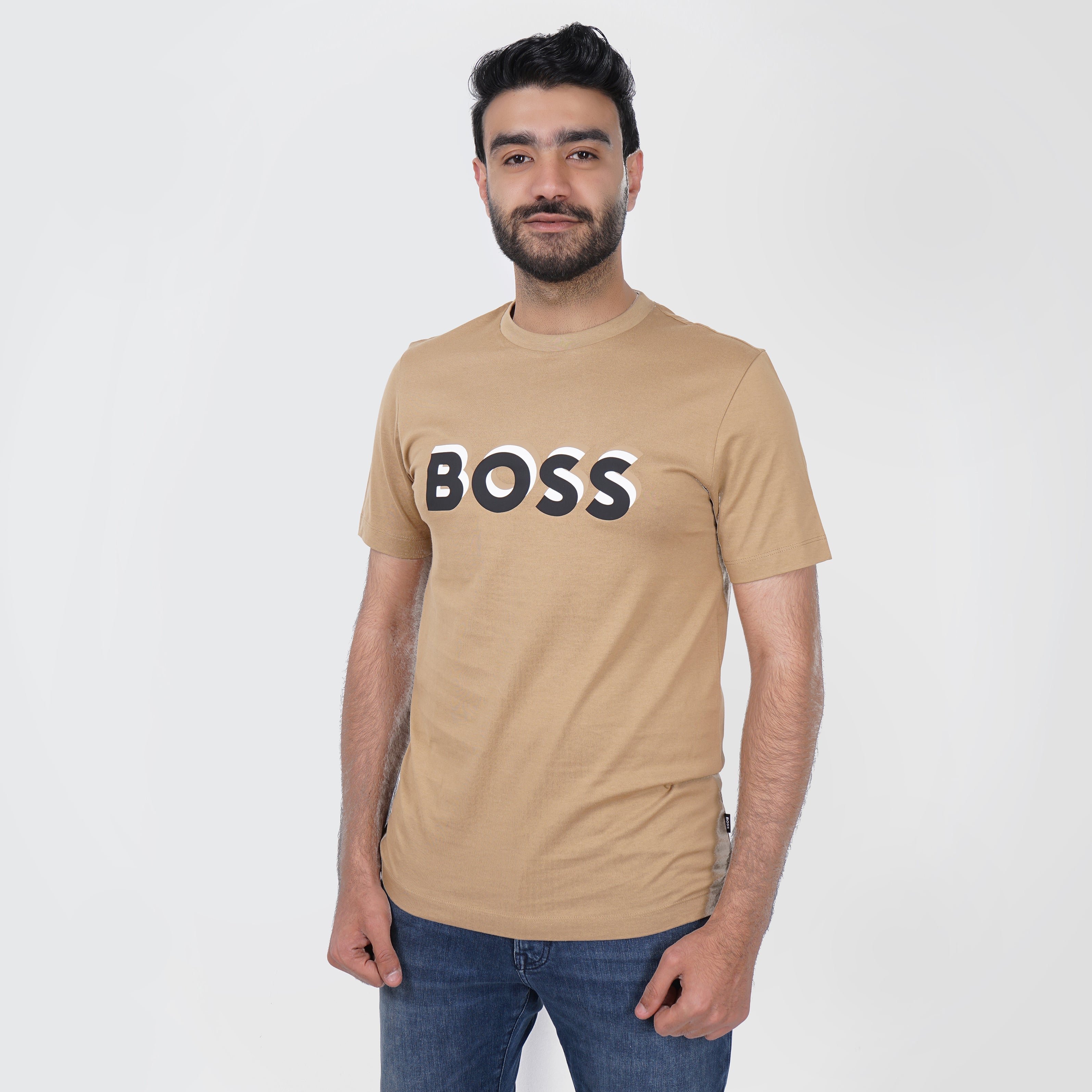 Original Brown HUGO BOSS T-shirt with 3D Logo - Marca Deals - Boss