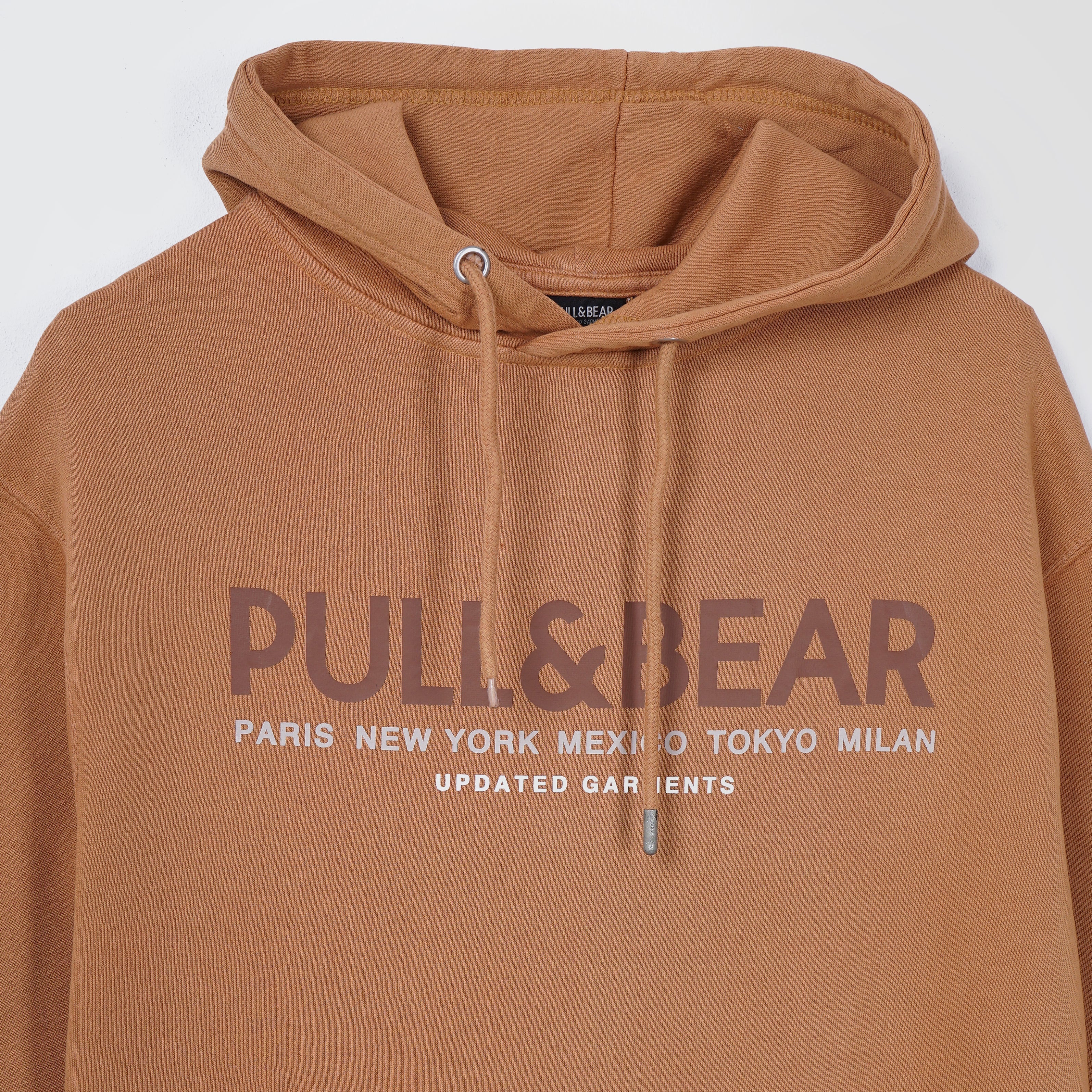 Pull & Bear Comfy Printed Camel Brown Hoodie - Marca Deals - Pull and Bear