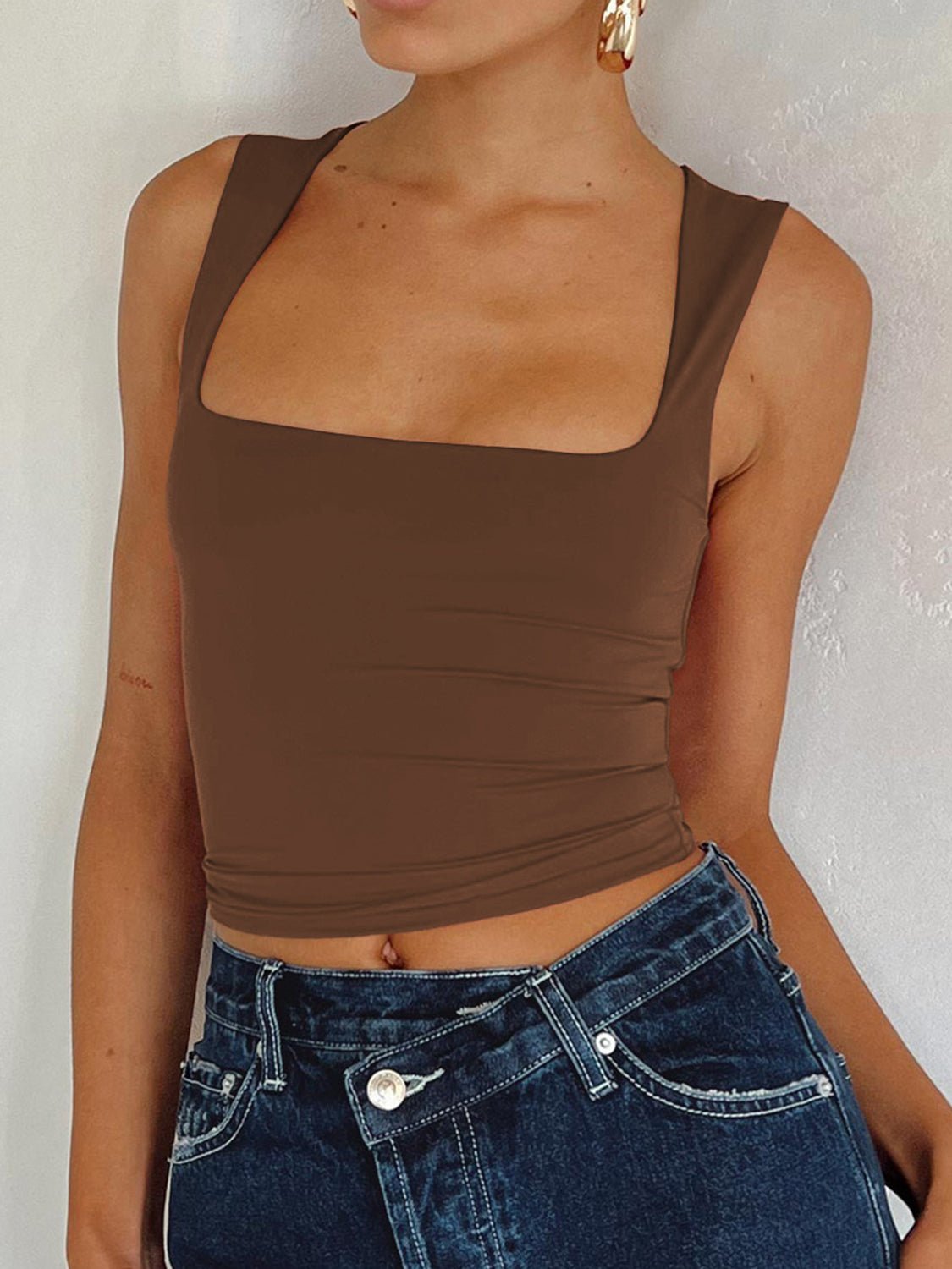 Square Neck Wide Strap Tank (Pre Order) - Marca Deals - Trendsi