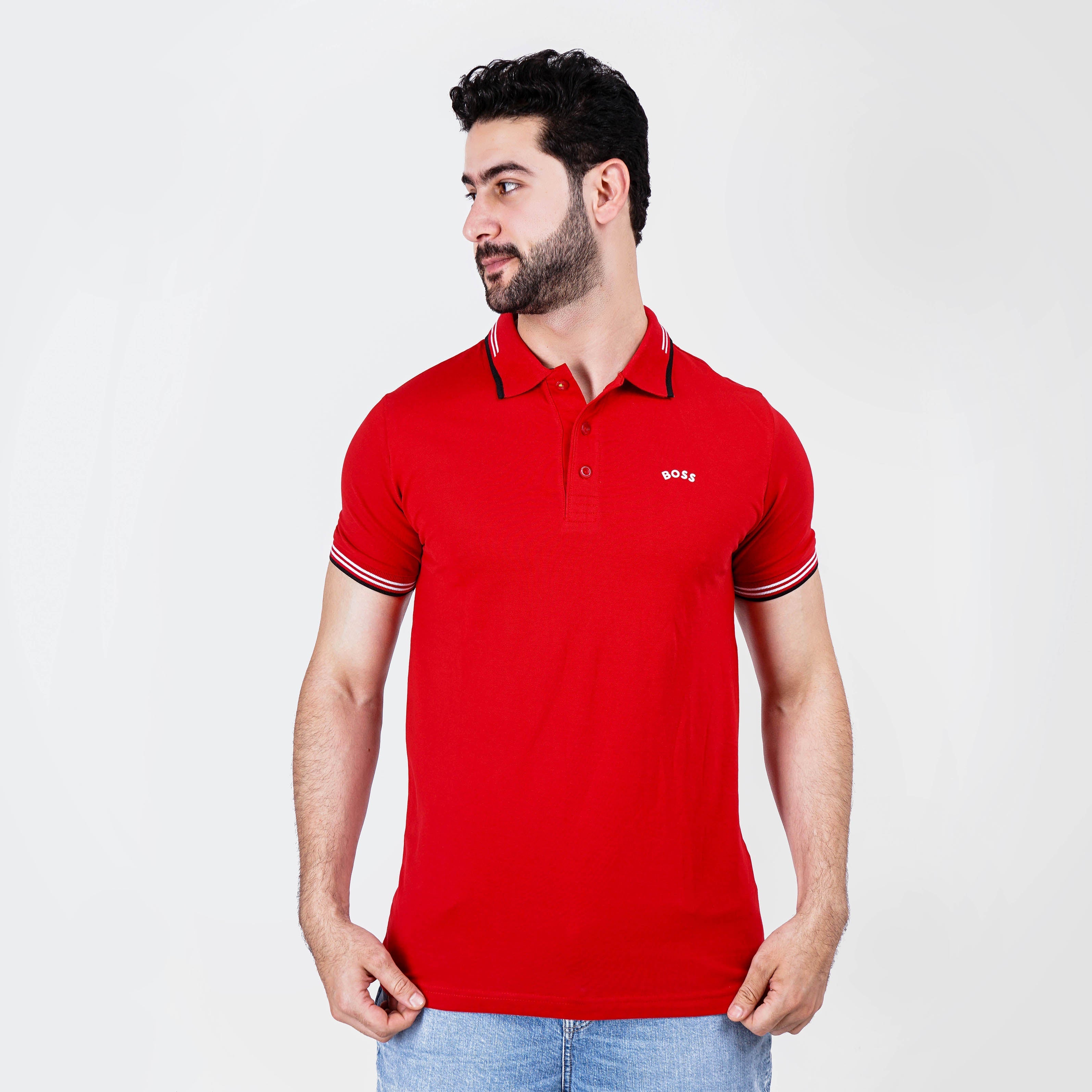 STRETCH-COTTON REGULAR-FIT POLO SHIRT WITH BOSS LOGO - Marca Deals - Boss